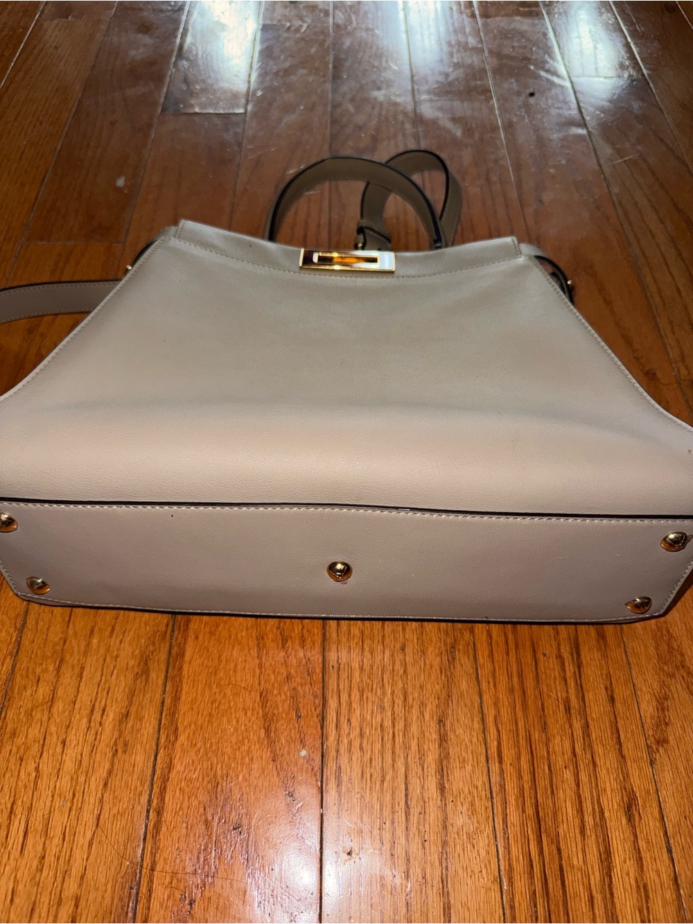 Fendi Beige Leather Top-Handle Satchel with Gold Hardware Peekaboo - Picture 6 of 6